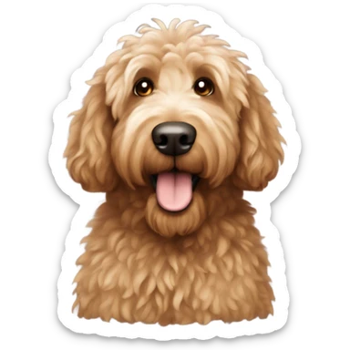 fluffy brown golden doodle sticker