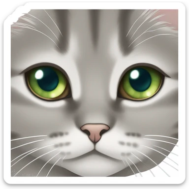 small British shorthair white cat green eyes hugging long brown hair blue eyes white woman  sticker