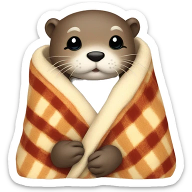 otter cozy in blanket sticker