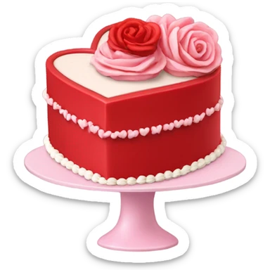 red heart shaped cake sticker