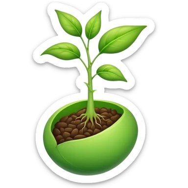 young shoot emerging from a seed sticker