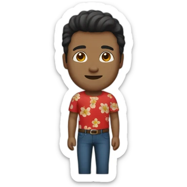 white man dark hairs, flower shirt, red pant sticker