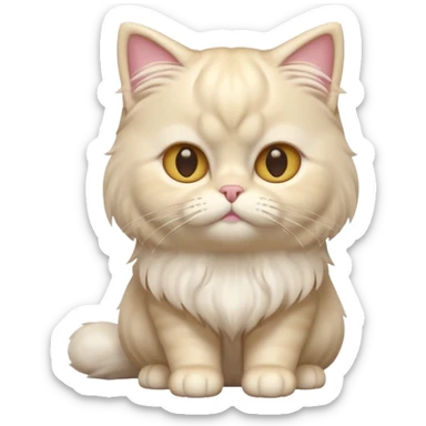 A 3D cartoon Persian cat with soft cream-white long fur, round face, golden eyes, gentle expression, cinematic Memoji-style lighting. full body or half body. sticker