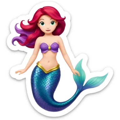 Isolated, detailed illustration of the most incredibly stunningly beautiful and vibrant Disney mermaid Ariel 
figurine imaginable, toy style. sticker