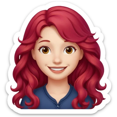 Girl with Red Hair – long wavy crimson hair, smiling face.









































 sticker