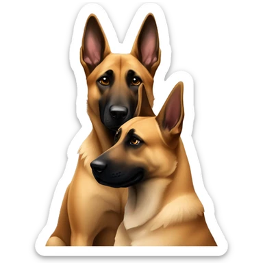 malinois with german shepherd dog hugging sticker