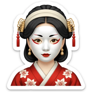 japaneses old culture woman with white mask sticker