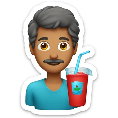 Hombre de color rojo con un vaso de agua sticker