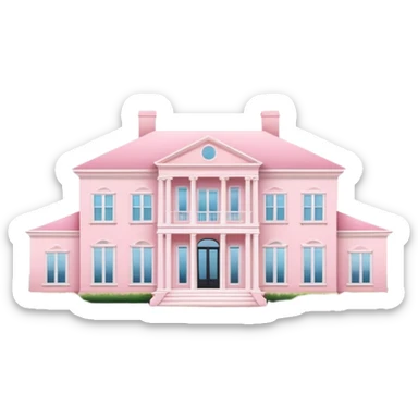 Light Pink southern coastal mansion isometric  sticker
