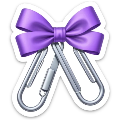 one silver paper clip with a purple bow in the middle sticker