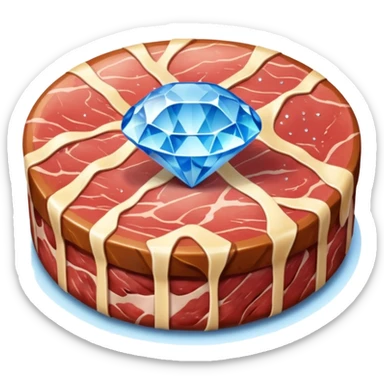 Meat with diamond textur and blue color sticker