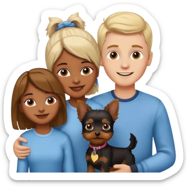Brown girl and white boy Couple with yorkie sticker