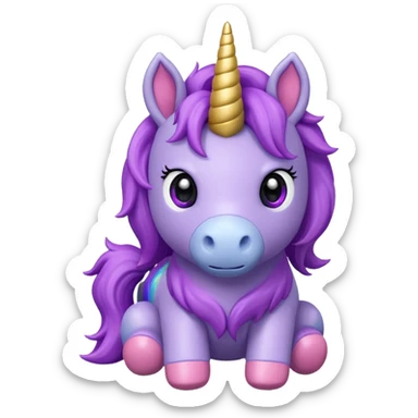 voilet unicorn toy facing camera sticker