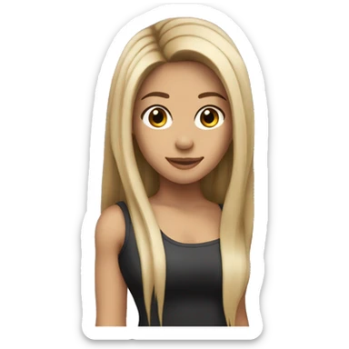 shakira dark brown straight hair sticker