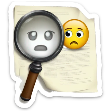 magnifying glass over some documents confused need help sticker
