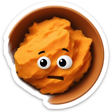 mashed sweet potatoes in a bowl with chicken sticker