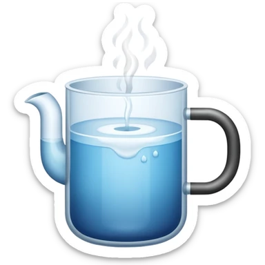 a steaming cup of hot water, clear liquid, simple design sticker
