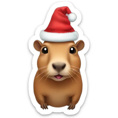 Capybara wearing Santa hat sticker
