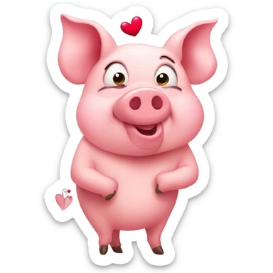pig in love with hearts sticker