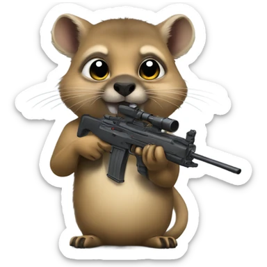 Hyrax holding a rifle sticker