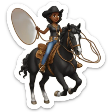 Black girl rodeo horse lasso sticker