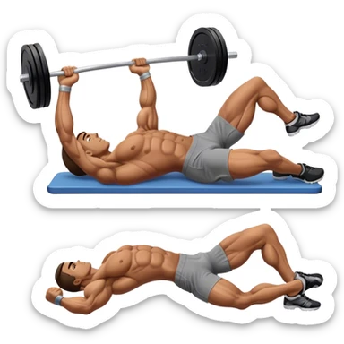 side-view bodybuilder lying down barbell glute-bridges sticker