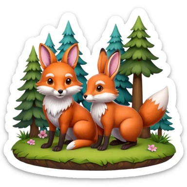 fox and rabbit sticker