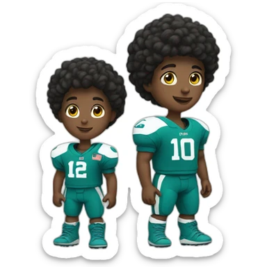 Boy in football gear and a h sticker