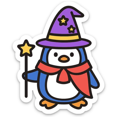 A penguin wizard sticker