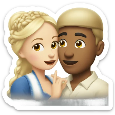 Balinese guy kisses a white-skinned Russian girl sticker