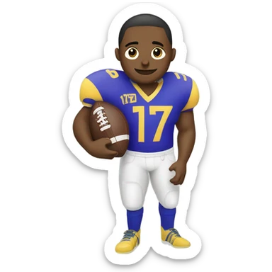 Football player in jersey number 17 holding a trophy sticker