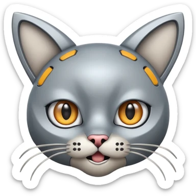 robot looking surprised with cat ears and looks funny sticker