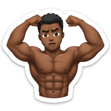 black bodybuilder frustrated pulling hair sticker