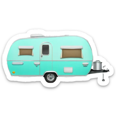Realistic isolated tiffany blue camping trailer sticker