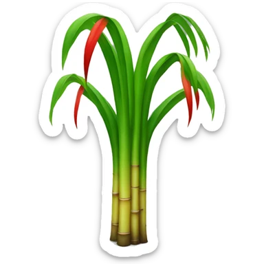 sugarcane plant with red and green sticker