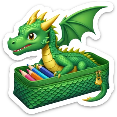 lightning on small green dragon inside the pencil case sticker