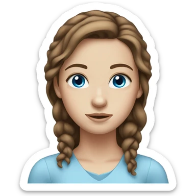 White girl with brown hair and blue eyes sticker