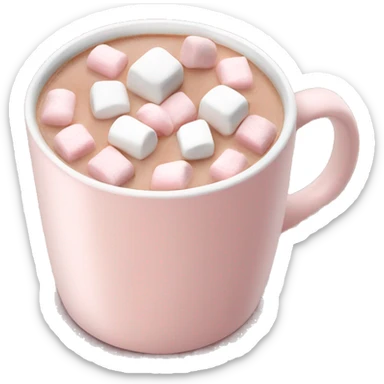 Light Pink mug of hot chocolate with marshmallows  sticker