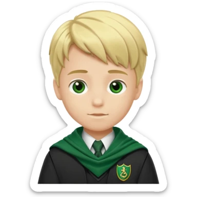 blonde hair boy in Slytherin uniform with green scarf sticker