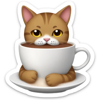 A cat drinking hot chocolate  sticker