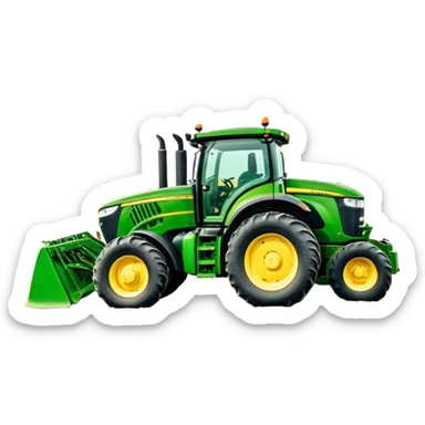 John Deere 6155M (2020) – Cinematic-realistic John Deere 6155M tractor, its iconic green and yellow body rolling across vast Australian farmlands. The powerful engine hums as it tows a massive plow sticker