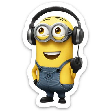 minions wearing headphone partying and smiling sticker