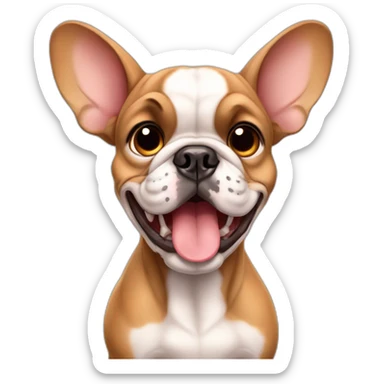Fawn France-BullDog with big ears and big mouth sticker