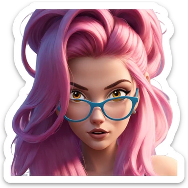 girl with pink hair portrait sticker