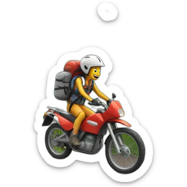 Adventurer traveling on a bike on a volcano sticker