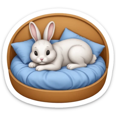 cartoon rabbit sleeping soundly in a bed sticker