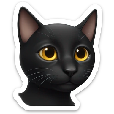 black cat with honey eyes and white tip of tail sticker