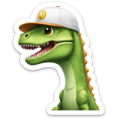 A Dino with a cap sticker