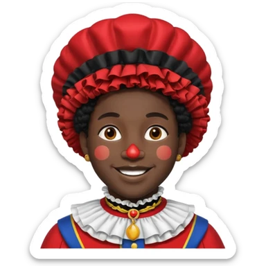 Zwarte Piet , de knecht van Sinterklaas. Met zijn kraag, Afro haar en een muts op zijn/ haar goofd sticker