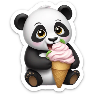 Panda eating ice cream sticker
